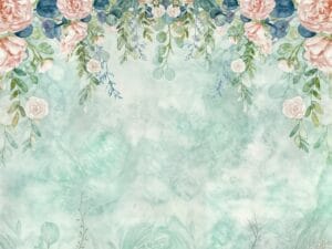 Soft floral watercolor wallpaper with roses.