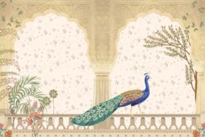Royal peacock palace wallpaper design