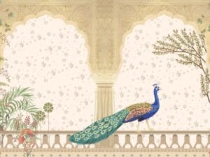 Royal peacock palace wallpaper design