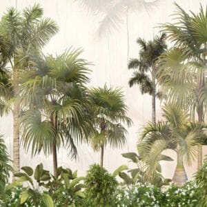 Tropical palm tree wallpaper with lush greenery.