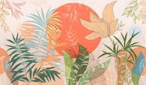 Colorful Tropical Leaf Wallpaper Design