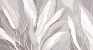Abstract White and Grey Leaf Wallpaper