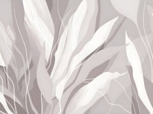 Abstract White and Grey Leaf Wallpaper
