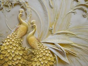 Golden Peacock Wall Art Wallpaper Design