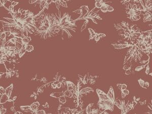 Vintage floral and butterfly wallpaper