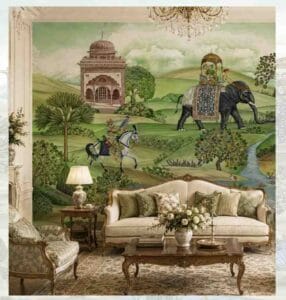 Royal elephant heritage wallpaper for living room