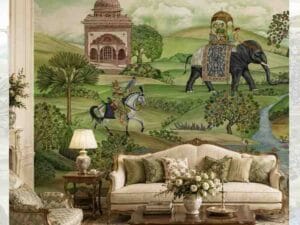 Royal elephant heritage wallpaper for living room