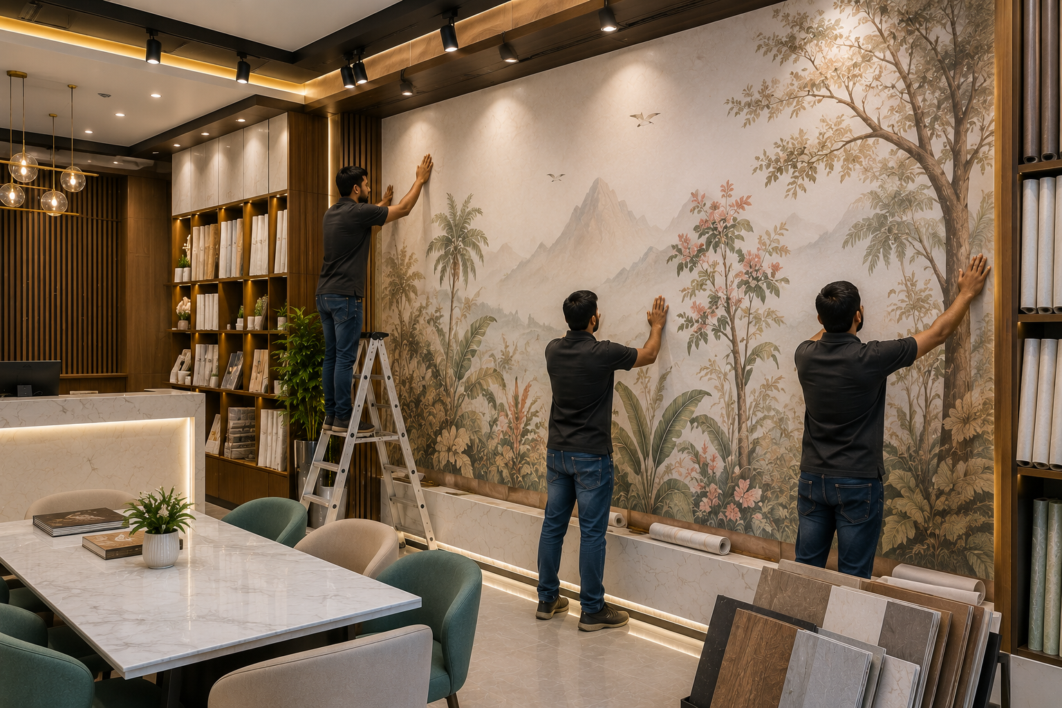 Piyush Interior wallpaper shop and showroom displaying premium interior wall designs and decorative products