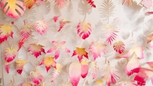 Colorful tropical leaves and floral watercolor wallpaper