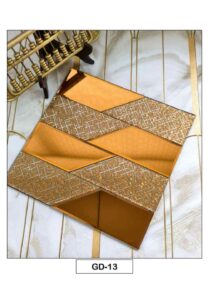 gold geometric decorative wall panel with textured pattern